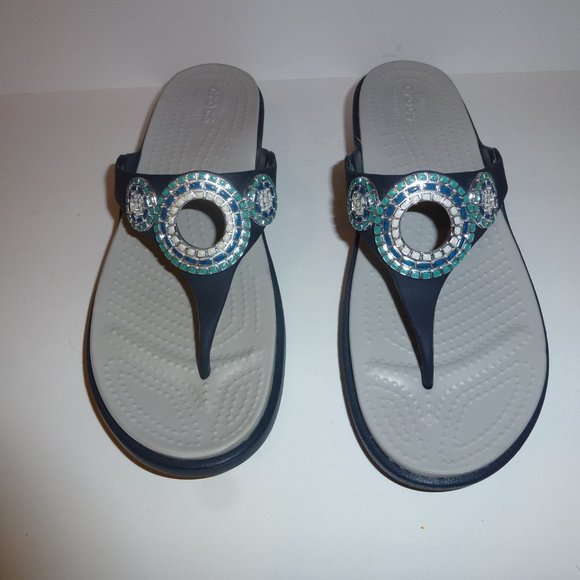 diamante wedge flip flops